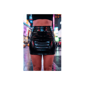 Jupe noire en simili cuir avec zip Lara